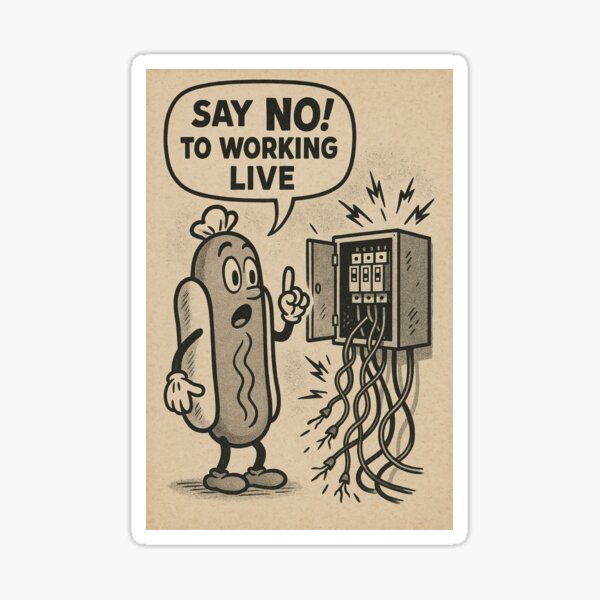 Item preview, Electrical Safety Hotdog #1 designed and sold by Matthew Stickers.