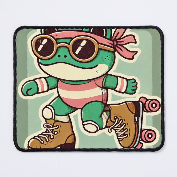 Item preview, Retro Roller Frog – Vibez à Roulettes designed and sold by GalenaDeco.