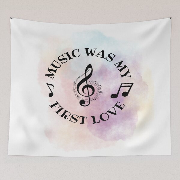 Item preview, Music was my first love - treble clef with notes black designed and sold by LiskoDesign.