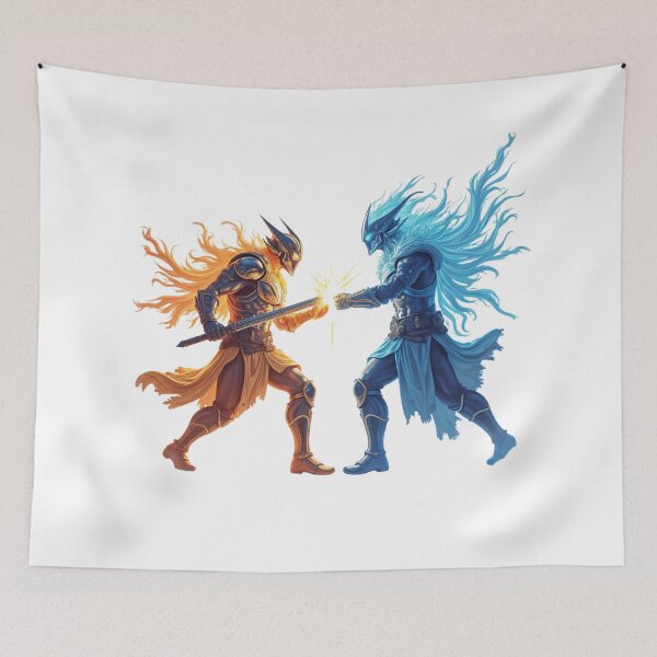 Item preview, Epic Elemental Duel - Fire vs Ice Warriors designed and sold by latelierdechris.