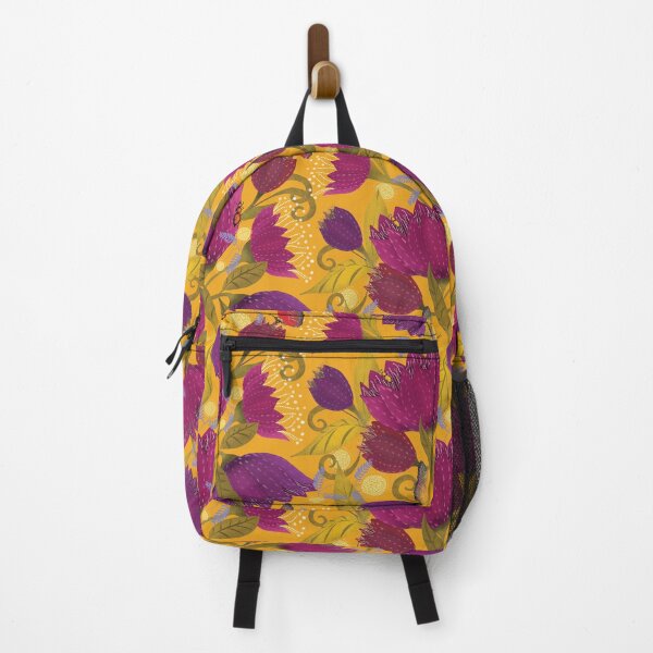 Item preview, Midnight Garden Bloom on bright sunshine yellow designed and sold by phatlizzardart.