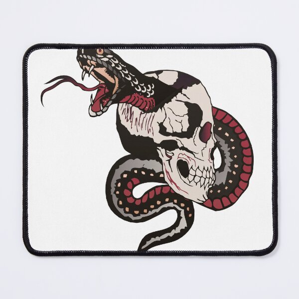 Item preview, pierced skull snake viper tattoo old school designed and sold by Achille3777.