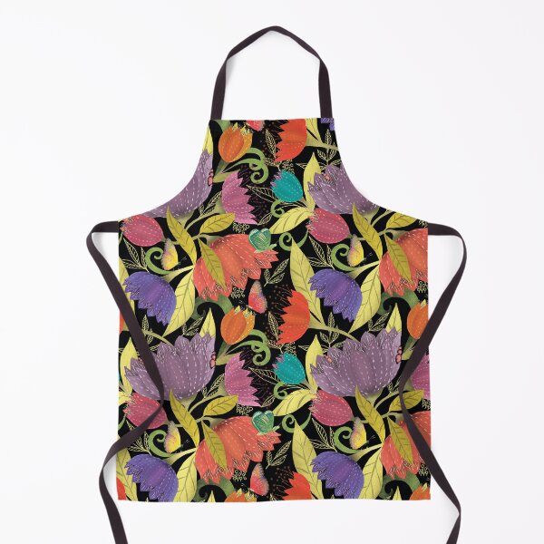 Item preview, Midnight Garden Bloom warm colours on black designed and sold by phatlizzardart.