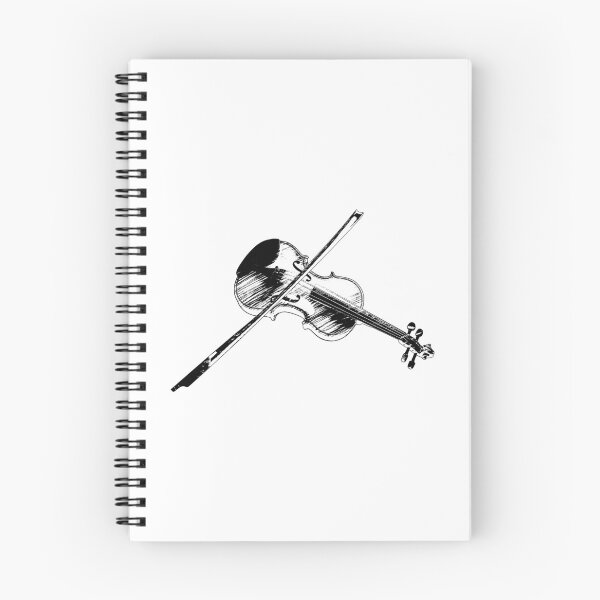Item preview, black sketch of violin with a bow designed and sold by Szkicerka.