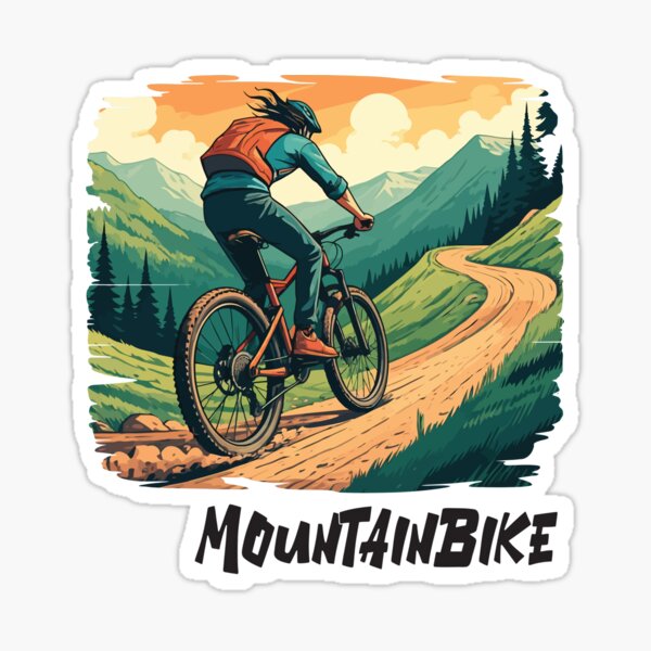 Item preview, mountain biker mountains sun retro designed and sold by PaolaMavazi.