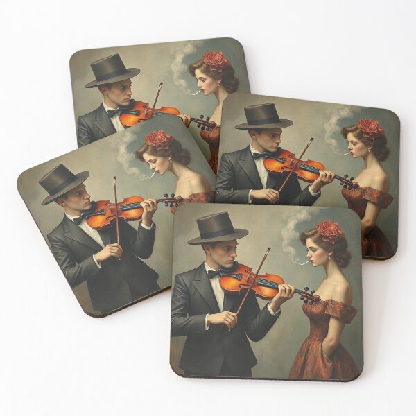 Item preview, violinista e ragazza che fuma designed and sold by Terry Collett.