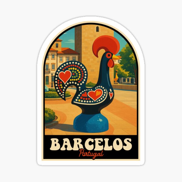 Vista previa del artículo con la obra «Barcelos Portugal Galo de Barcelos Arte de viaje vintage», diseñado y vendido por JackCurtis1991.