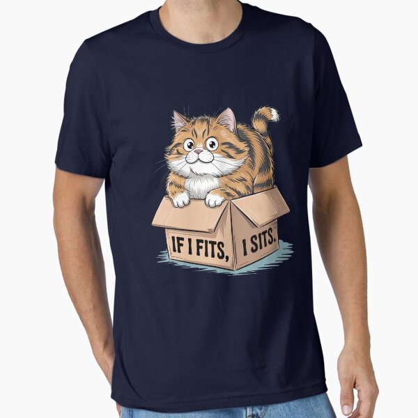 Item preview, Funny Cat in Box If I Fits I Sits Meme Design designed and sold by nightl3eer.