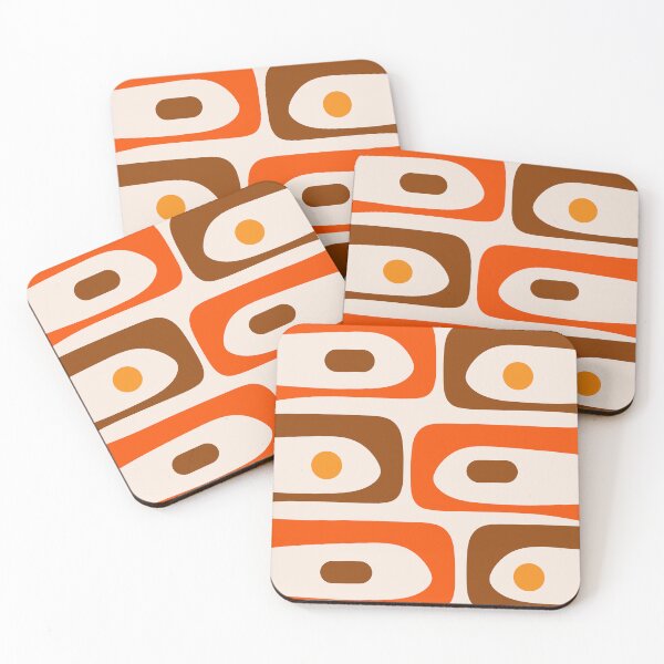 Item preview, Retro 70s Minimalist Mid Century Modern Piquet Abstract in 1970s Brown and Orange Tones designed and sold by kierkegaard.