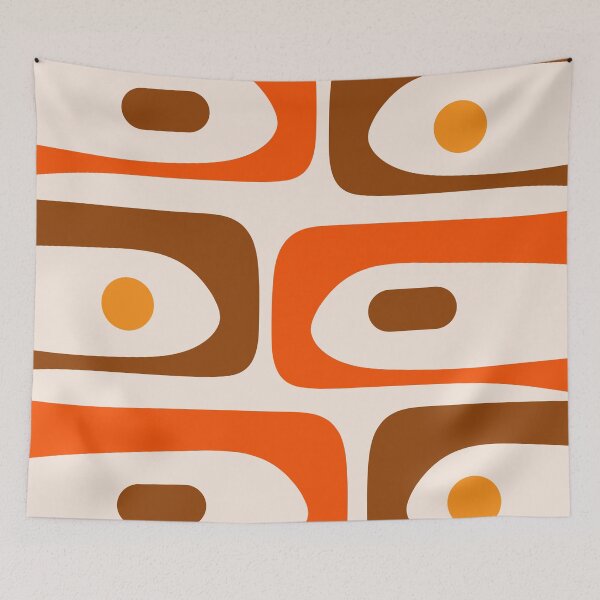 Item preview, Retro 70s Minimalist Mid Century Modern Piquet Abstract in 1970s Brown and Orange Tones designed and sold by kierkegaard.