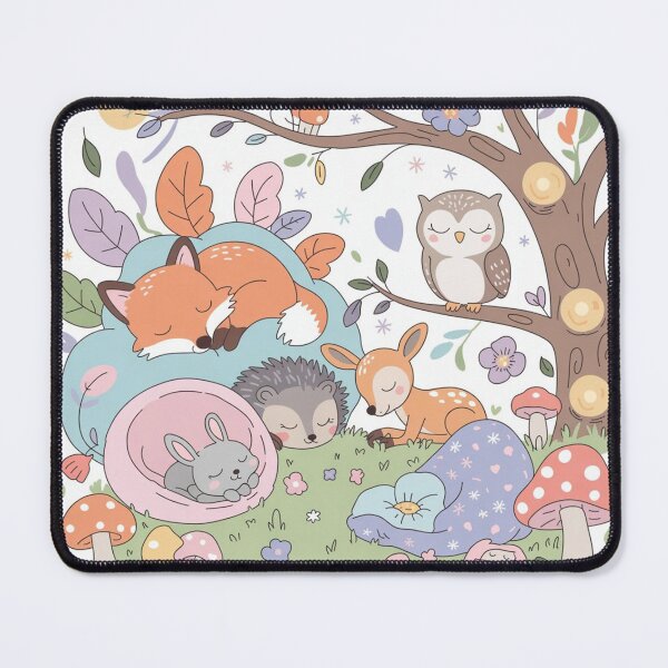 Aperçu de l'œuvre Adorable renard endormi et animaux des bois - Art de la forêt douillette créée et vendue par TheCreativeA.