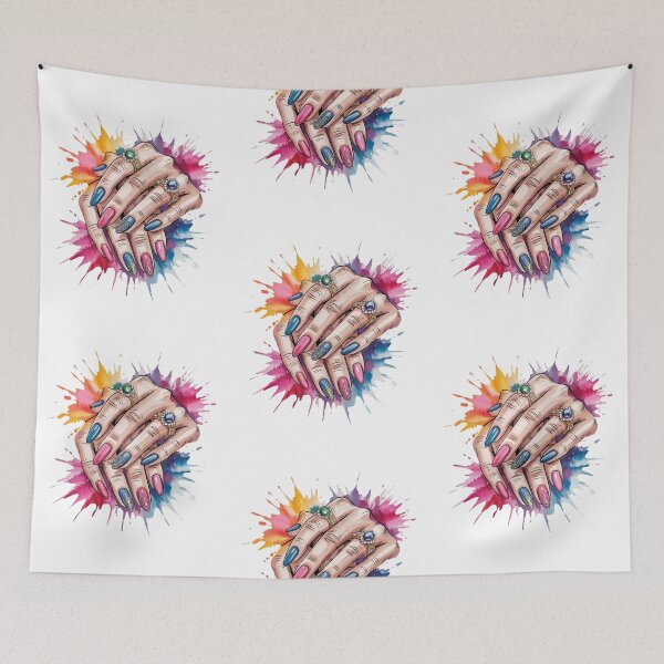 Item preview, Manicure Hands Watercolor Splash designed and sold by MadCatPrints.