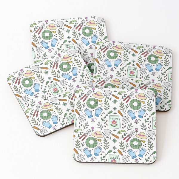 Item preview, Whimsical Gardening Tools Pattern – Seeds, Gloves & Greenery designed and sold by ThreadedThistle.