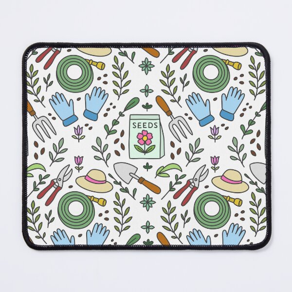 Item preview, Whimsical Gardening Tools Pattern – Seeds, Gloves & Greenery designed and sold by ThreadedThistle.