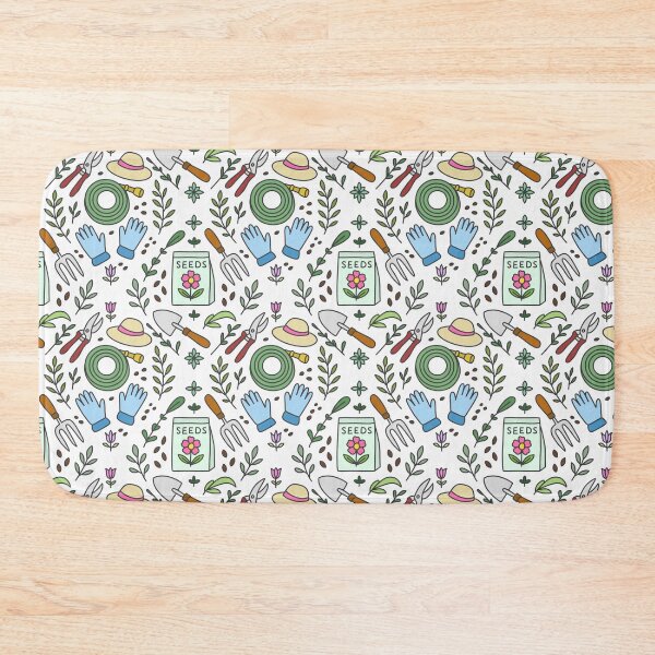 Item preview, Whimsical Gardening Tools Pattern – Seeds, Gloves & Greenery designed and sold by ThreadedThistle.