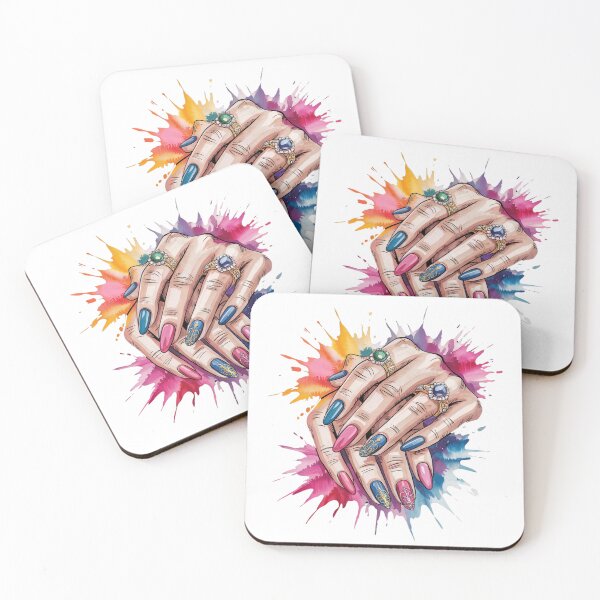 Item preview, Manicure Hands Watercolor Splash designed and sold by MadCatPrints.