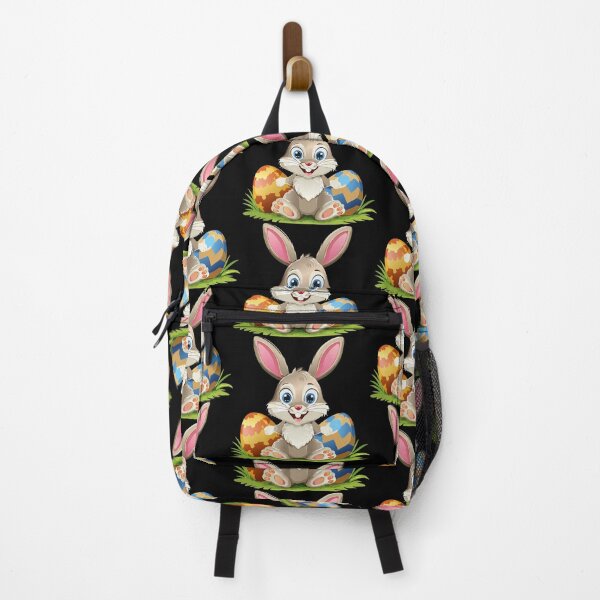 Item preview, Cartoon smiling Easter bunny sitting between two Easter eggs designed and sold by Danler.