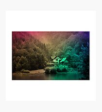 forest house landscape wallpaper Photographic Print
