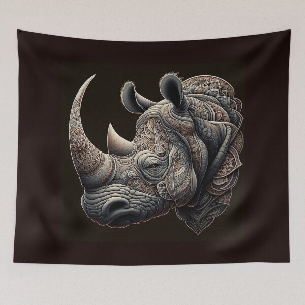 Item preview, Rhinoceros Head Mandala Design – Unique AI Art for Clothing, Accessories & Bold Animal-Inspired Fashion designed and sold by knalpot-design.