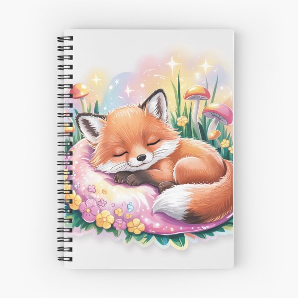 Item preview, Sleeping Fox on Pink Floral Pillow – Soft Starry Dream designed and sold by TheCreativeA.