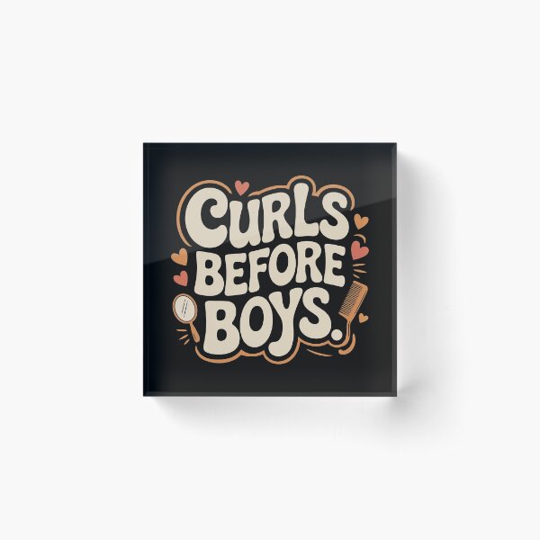 Item preview, Curls Before Boys – Retro groovy Design for Curly Queens designed and sold by dorimemori.