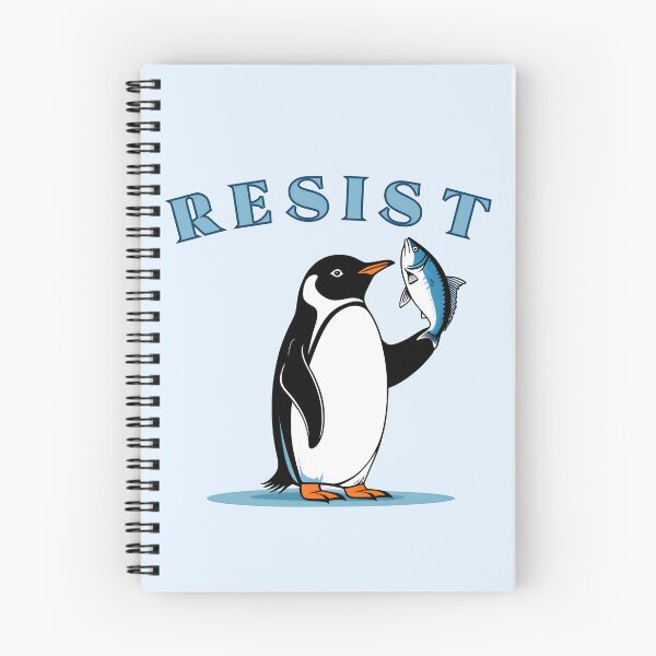 Item preview, Resist Penguin Minimalist Protest Penguin With Fish designed and sold by KateLeap.