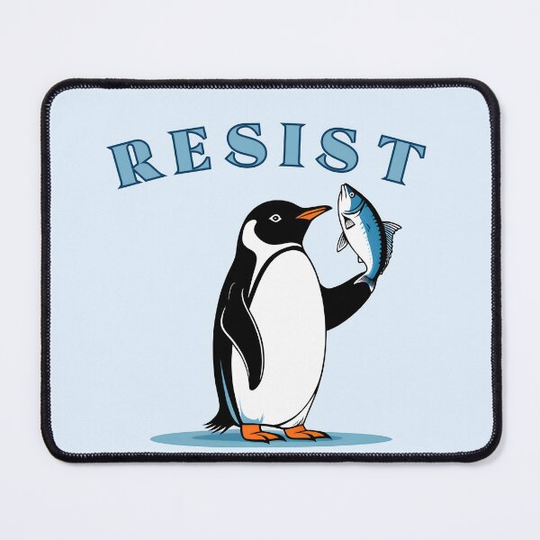 Item preview, Resist Penguin Minimalist Protest Penguin With Fish designed and sold by KateLeap.