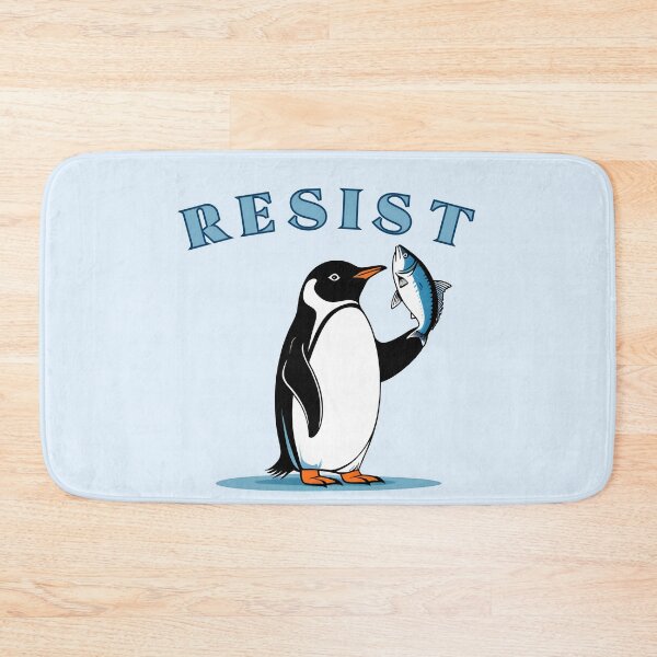 Artikelvorschau, Resist Penguin Minimalistischer Protestpinguin mit Fisch entworfen und verkauft von KateLeap.