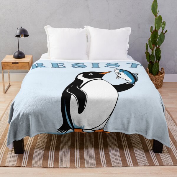 Item preview, Resist Penguin Minimalist Protest Penguin With Fish designed and sold by KateLeap.