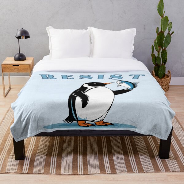 Item preview, Resist Penguin Minimalist Protest Penguin With Fish designed and sold by KateLeap.