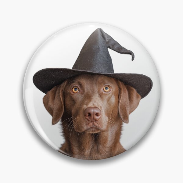 Item preview, Chesapeake Bay Retriever Dog Wearing Halloween Witch Hat designed and sold by LazyOwlStore.