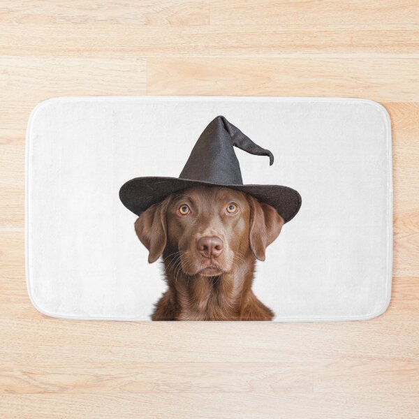 Item preview, Chesapeake Bay Retriever Dog Wearing Halloween Witch Hat designed and sold by LazyOwlStore.