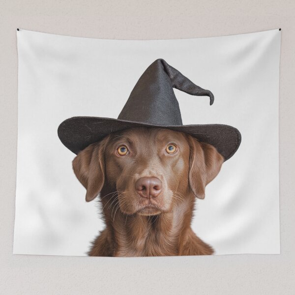 Item preview, Chesapeake Bay Retriever Dog Wearing Halloween Witch Hat designed and sold by LazyOwlStore.
