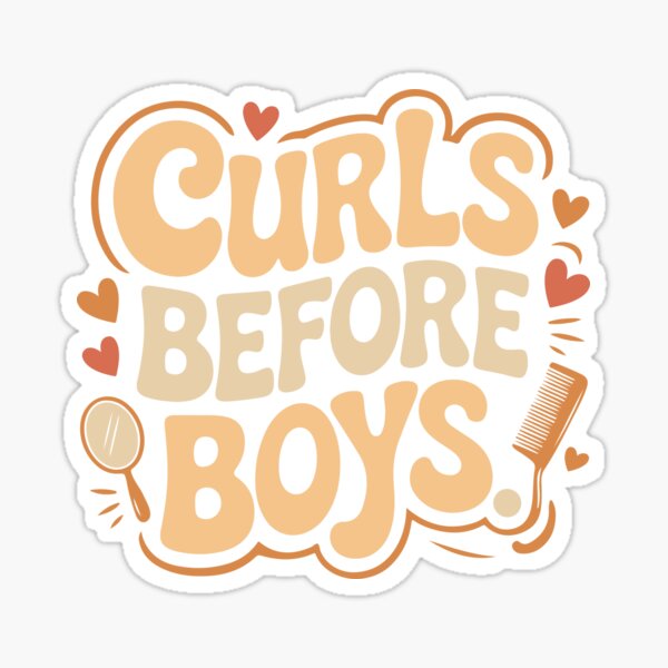 Item preview, Curls Before Boys – Retro groovy Sticker Design for Curly Queens designed and sold by dorimemori.