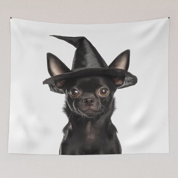 Item preview, Chihuahua Dog Wearing Halloween Witch Hat designed and sold by LazyOwlStore.