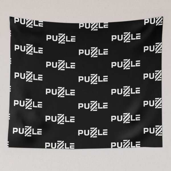 Item preview, Puzzle Word Mark Text Written White against Black Back in a Unique Puzzling Way designed and sold by Wiggly Lines.