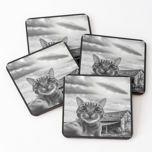 Item preview, Cat Selfie With Alien Ufo Funny Space designed and sold by titanosdesign.