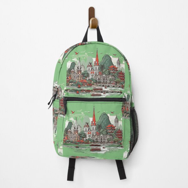Item preview, Minimalist Watercolor Vietnam Landmarks & Nature | Retro Cityscape in National Colors ,  designed and sold by PaintMeWorld.