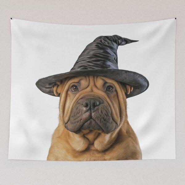 Item preview, Chinese Shar-Pei Wearing Halloween Witch Hat designed and sold by LazyOwlStore.
