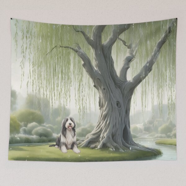 Item preview, Bearded Collie Under A Willow Tree designed and sold by NikkiBear67.