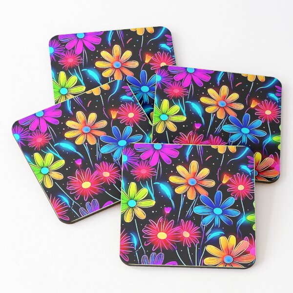 Item preview, Glowing Neon Floral Pattern designed and sold by Health And Fitness Posts e-Store.