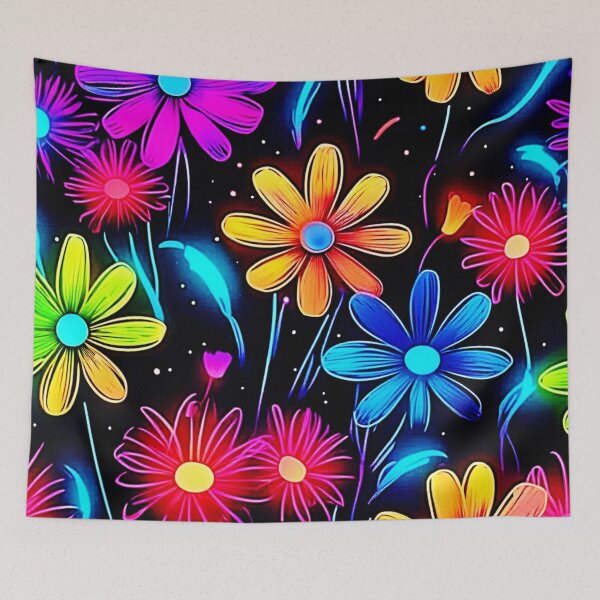 Item preview, Glowing Neon Floral Pattern designed and sold by Health And Fitness Posts e-Store.