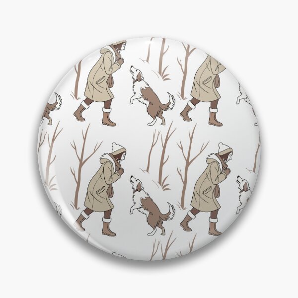 Item preview, seamless pattern with A woman is playing with a dog in the winter on Christmas Day.	 designed and sold by CreativebyTKK.
