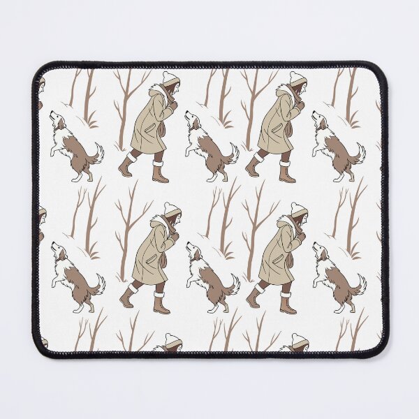 Item preview, seamless pattern with A woman is playing with a dog in the winter on Christmas Day.	 designed and sold by CreativebyTKK.