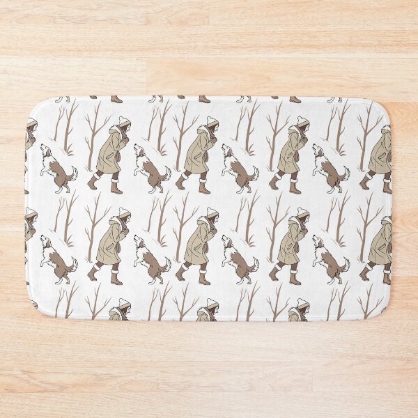 Item preview, seamless pattern with A woman is playing with a dog in the winter on Christmas Day.	 designed and sold by CreativebyTKK.