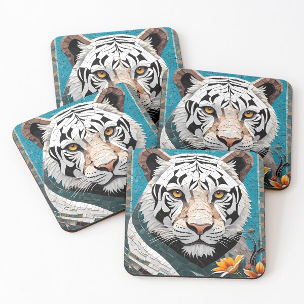Item preview, Unique White Tiger Mosaics Gradient Diversity designed and sold by UDV11.