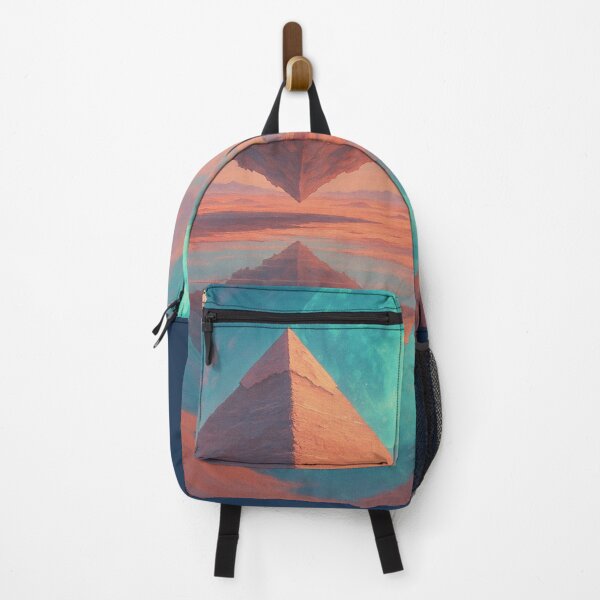 Item preview, Retro Futuristic Cairo Fantasy – Floating Pyramid Surreal Art, Vintage Sci-Fi Desert Landscape, Dreamy Blue & Orange Cosmic Sky designed and sold by Bored Duck.