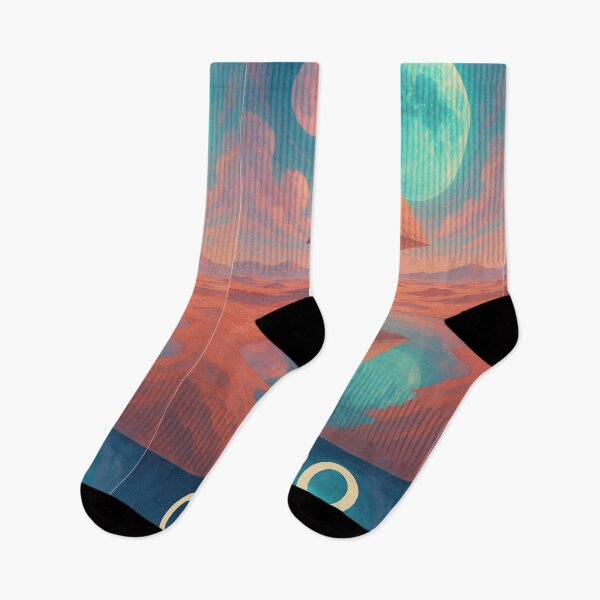 Item preview, Retro Futuristic Cairo Fantasy – Floating Pyramid Surreal Art, Vintage Sci-Fi Desert Landscape, Dreamy Blue & Orange Cosmic Sky designed and sold by Bored Duck.