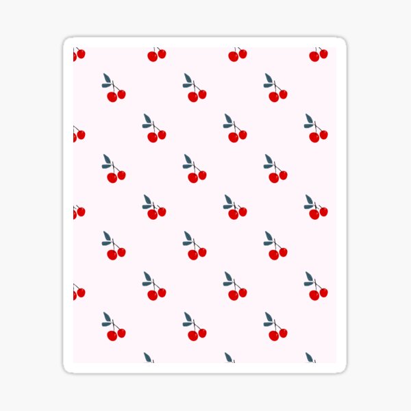 Cute Cherry Pattern Aesthetic – Baby Pink & Red Background Sticker
