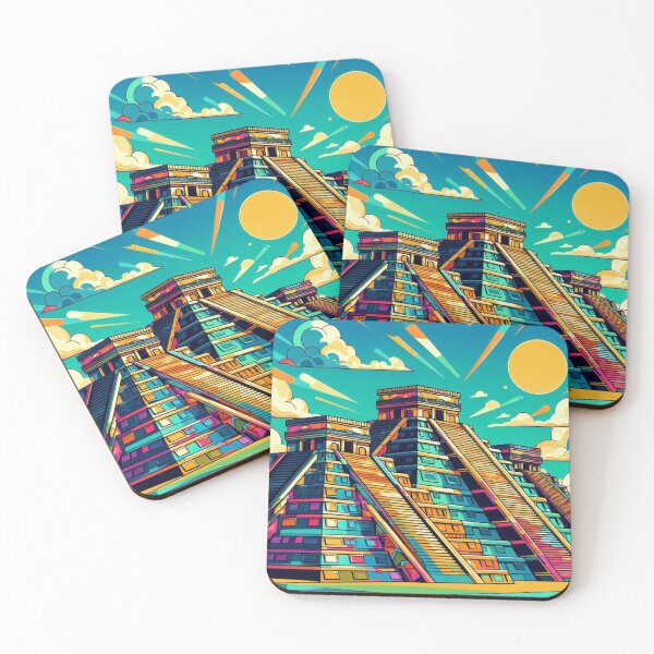 Item preview, colorful ancient aztek pyramids designed and sold by Dogandesighn.